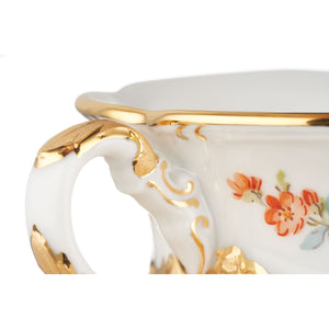 Espressotasse "B-Form Goldbronze", gestreute Blümchen