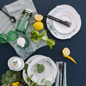 Zuckerdose "Wellenspiel Relief", Waldflora mit Insekten