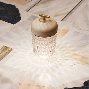 Lampe transportabel Folia, helles oder dunkles Holz