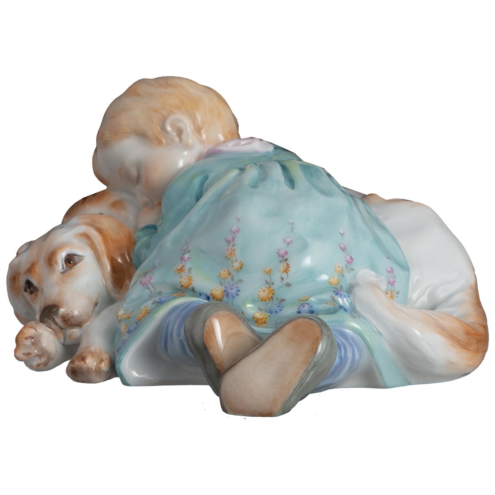 Miniatur Hentschelkind mit Hund liegend