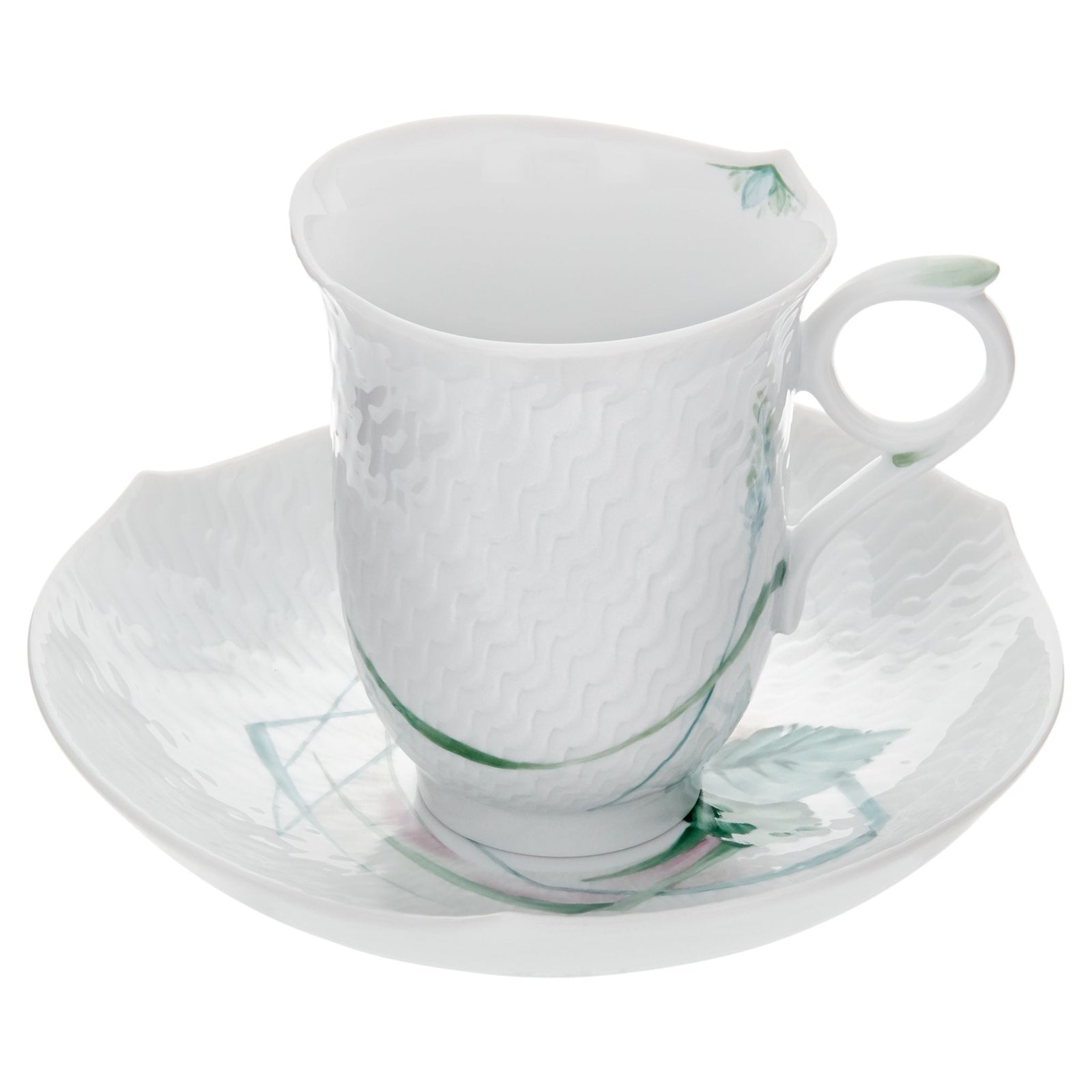 Kaffeetasse "Wellenspiel Relief", Waldflora mit Insekten
