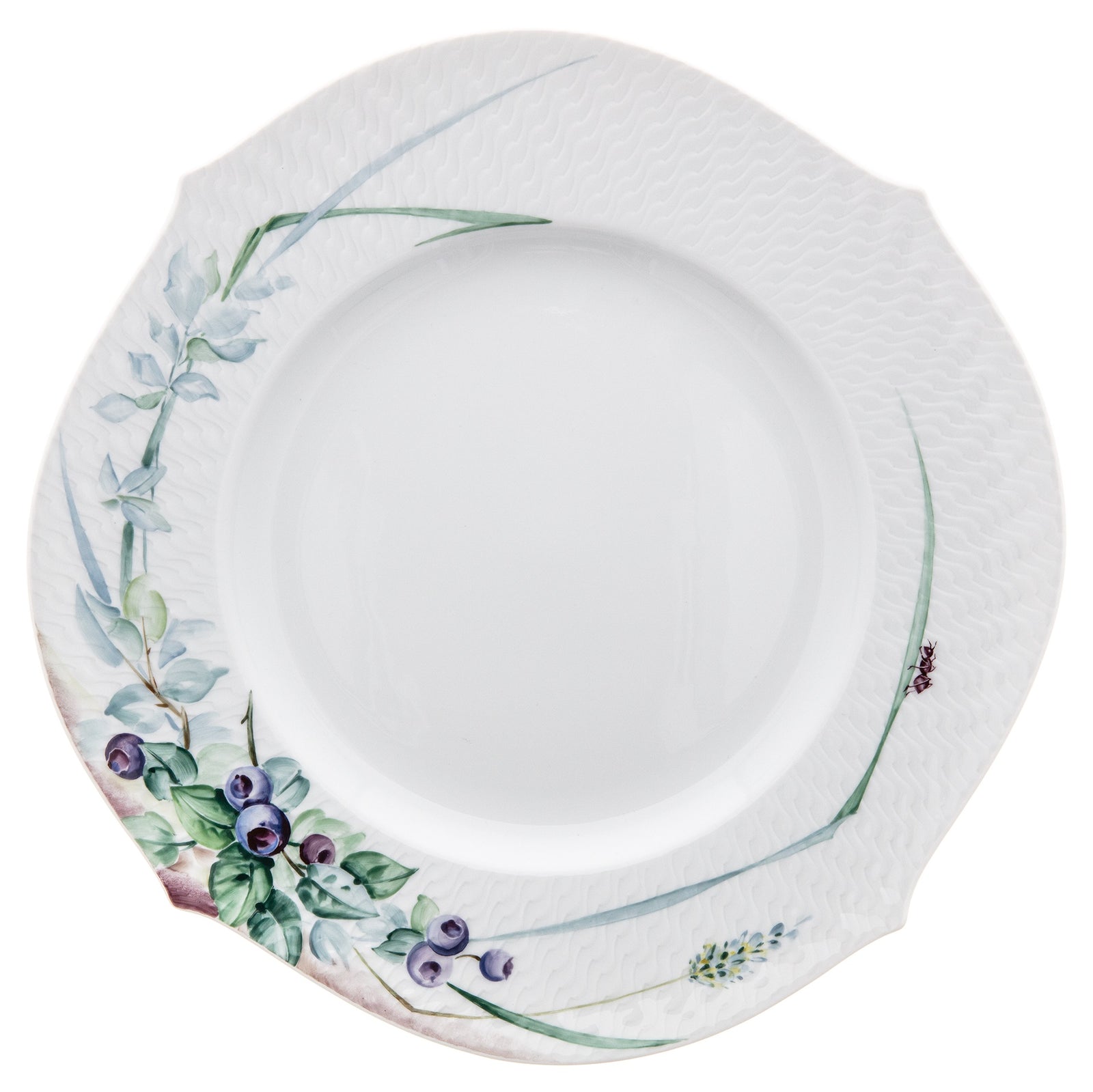 Speiseteller "Wellenspiel Relief", Waldflora mit Insekten